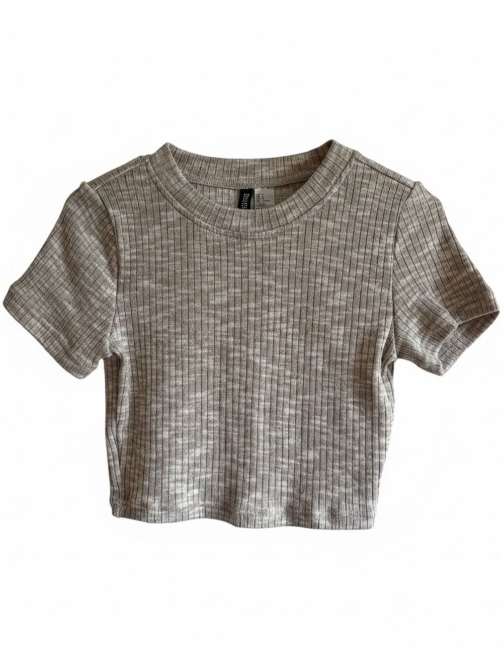 Divided Light Heather Gray Ribbed Crew Neck Crop Top